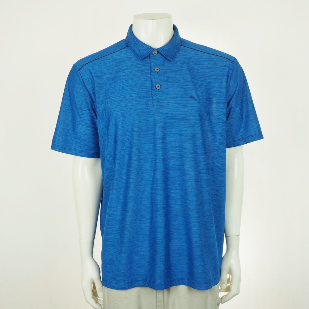 Tommy Bahama Palm Coast IslandZone Polo Shirt Mens XL Blue Golf Casual Travel